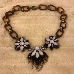 Tortoise rhinestone necklace w bright plum purple